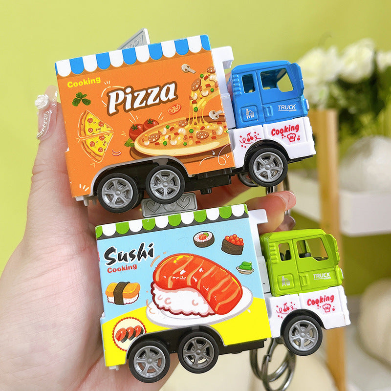 Wholesale Alloy Pull Back Cartoon Dining Car Key Chain